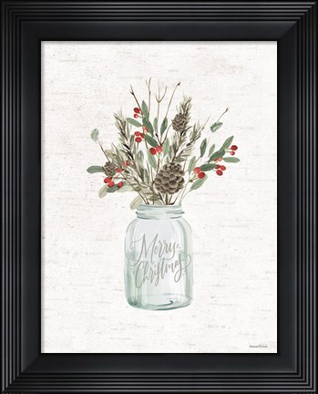 Framed Christmas Greenery Gathering Print