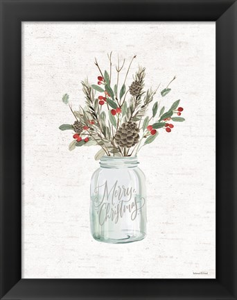 Framed Christmas Greenery Gathering Print