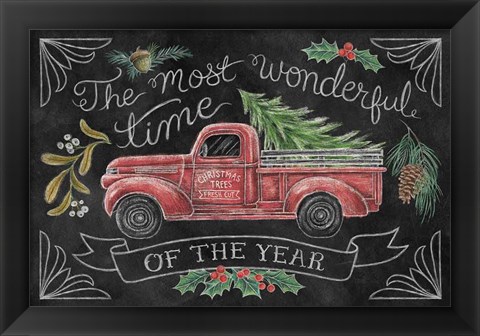 Framed Christmas Chalk V Print