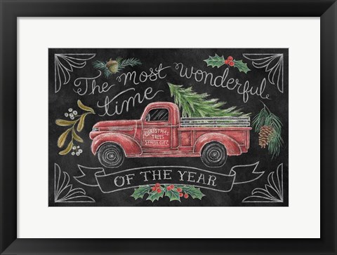 Framed Christmas Chalk V Print