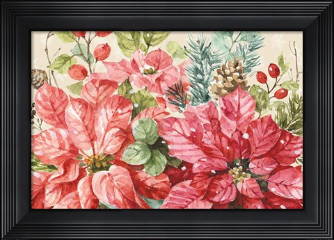 Framed Our Christmas Story Poinsettias Print