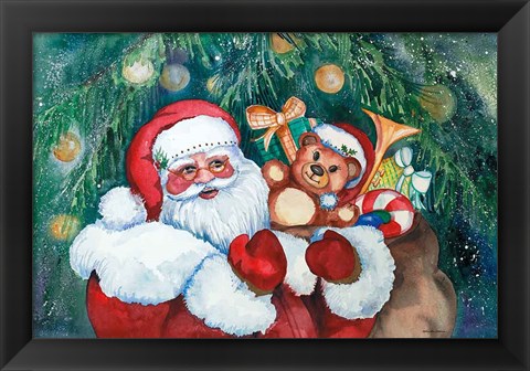 Framed Jolly Santa Print