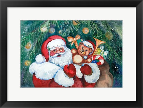 Framed Jolly Santa Print