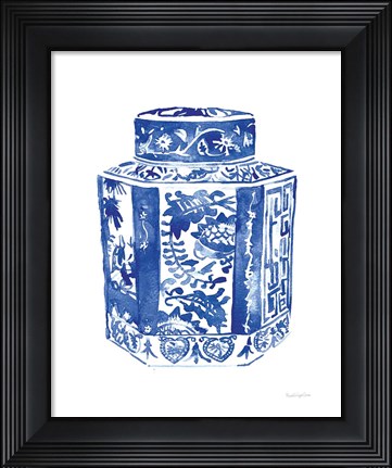Framed Chinoiserie Vase I Print