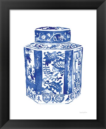 Framed Chinoiserie Vase I Print