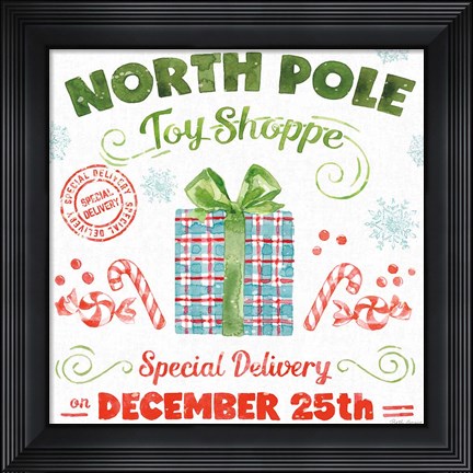 Framed Santa Signs IV Print