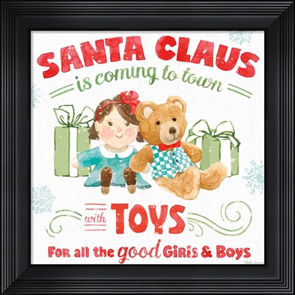 Framed Santa Signs III Print