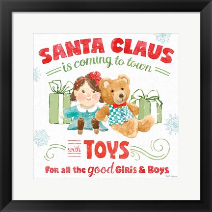 Framed Santa Signs III Print