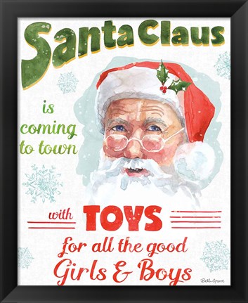 Framed Santa Signs II Print