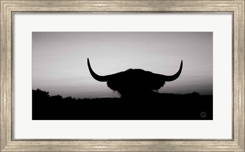 Framed Bull Set BW Crop Print