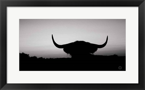 Framed Bull Set BW Crop Print