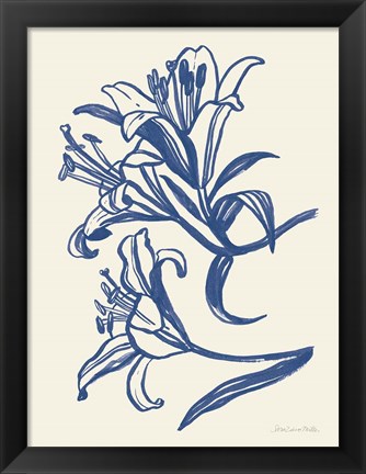 Framed Ink Lilies II Blue Print