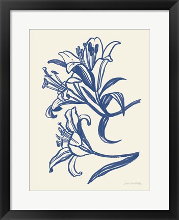 Framed Ink Lilies II Blue Print