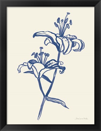 Framed Ink Lilies I Blue Print