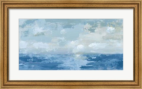 Framed Silver Blue Sea Print