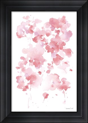Framed Cascading Petals I Pink Print