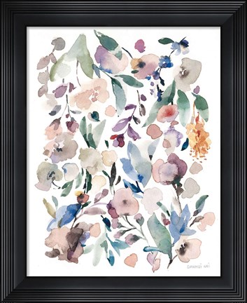 Framed Breezy Florals III Colorful Print