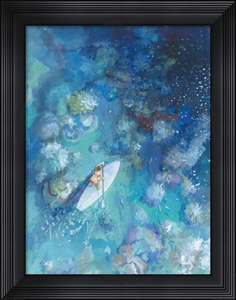 Framed Paddle Board Exploring I Print
