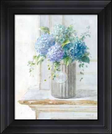 Framed Morning Hydrangeas I Print