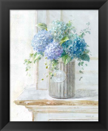 Framed Morning Hydrangeas I Print