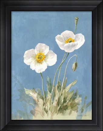 Framed White Poppies I No Butterfly Print