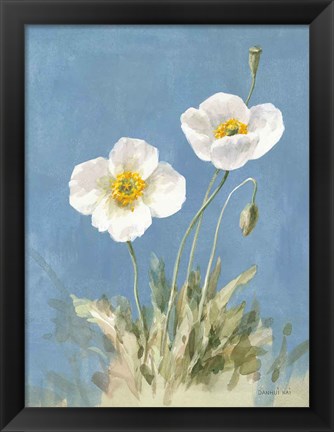 Framed White Poppies I No Butterfly Print