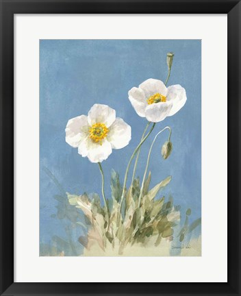 Framed White Poppies I No Butterfly Print