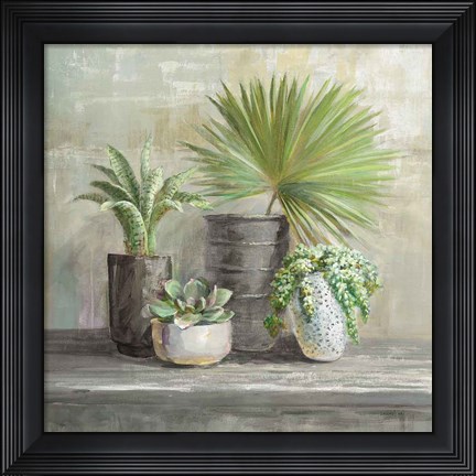 Framed Indoor Garden Gray Print