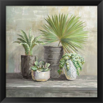 Framed Indoor Garden Gray Print