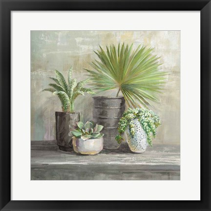 Framed Indoor Garden Gray Print