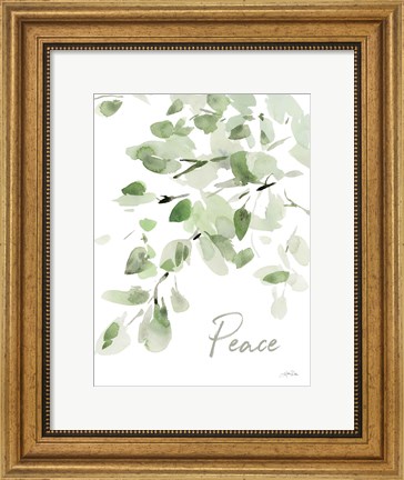 Framed Cascading Branches I Peace Print