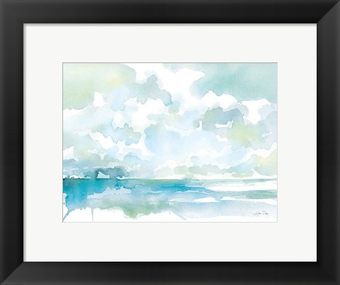 Framed Ocean Dreaming Pale Blue Print
