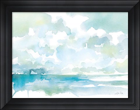 Framed Ocean Dreaming Pale Blue Print