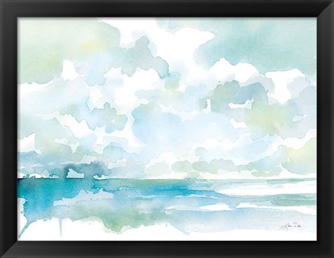 Framed Ocean Dreaming Pale Blue Print