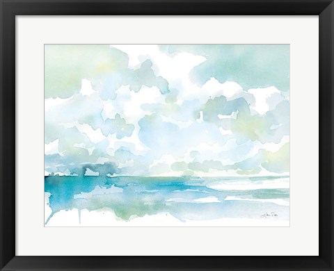 Framed Ocean Dreaming Pale Blue Print