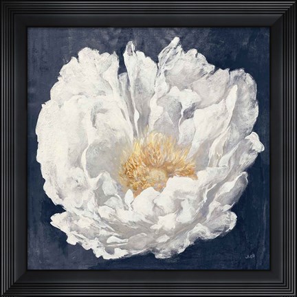 Framed Serene Peony Navy Print
