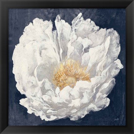 Framed Serene Peony Navy Print