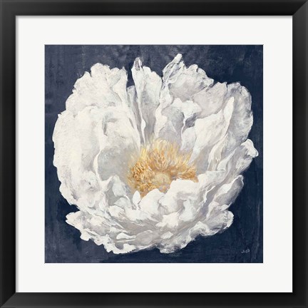 Framed Serene Peony Navy Print