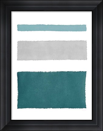Framed Painted Weaving IV Blue Green Print