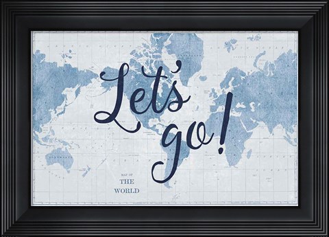 Framed Blueprint World Map Lets Go Print