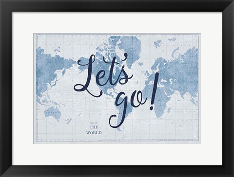 Framed Blueprint World Map Lets Go Print