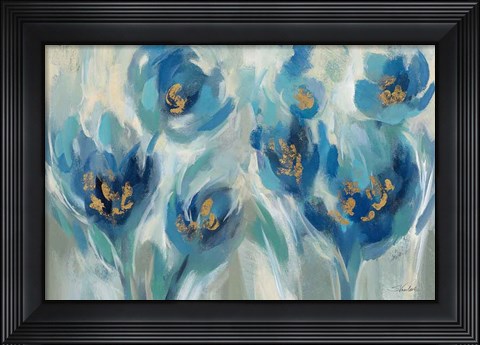 Framed Blue Fairy Tale Floral III Print