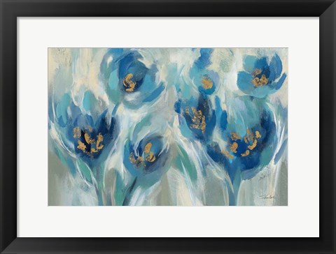 Framed Blue Fairy Tale Floral III Print