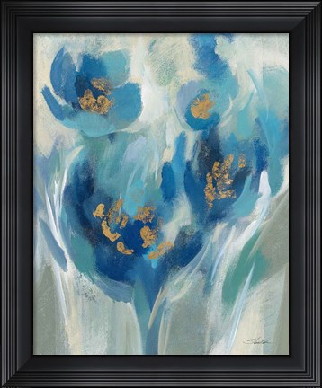 Framed Blue Fairy Tale Floral II Print