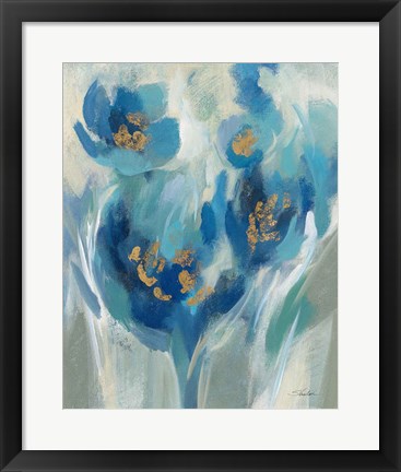 Framed Blue Fairy Tale Floral II Print