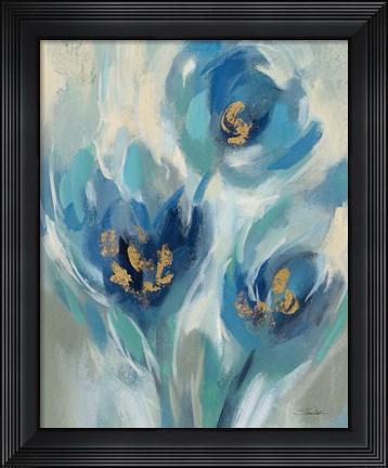 Framed Blue Fairy Tale Floral I Print