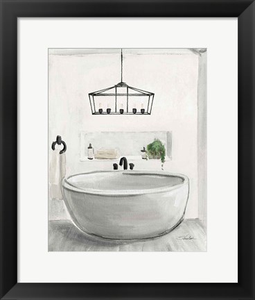 Framed Attic Bathroom II Light Crop Print