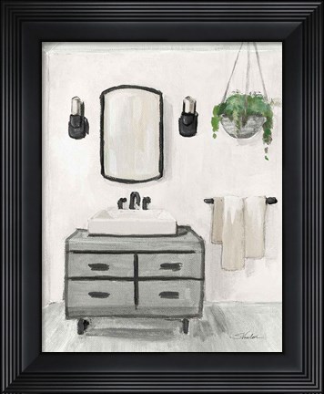 Framed Attic Bathroom I Light Crop Print