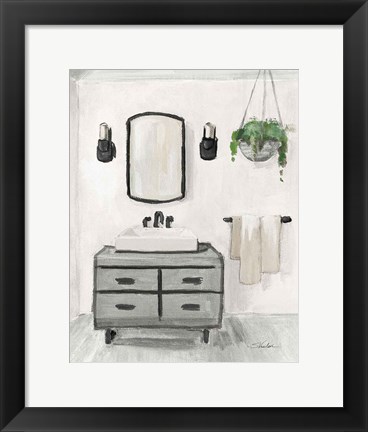 Framed Attic Bathroom I Light Crop Print