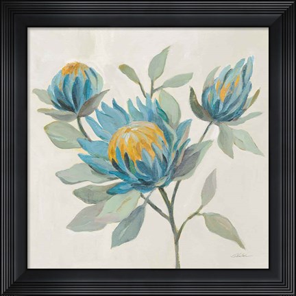 Framed Field Floral II Blue Print
